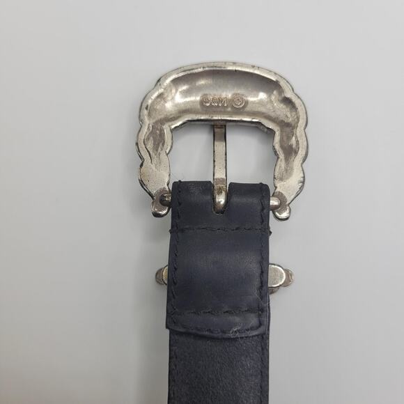 VTG 3D DDD Belt Small Black Leather Floral Ornate Engraved Cowgirl Western Rodeo main image 7